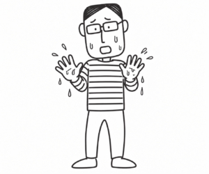 手から水が滴るほど濡れた人物