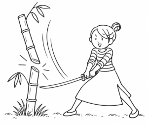 竹を切る人物